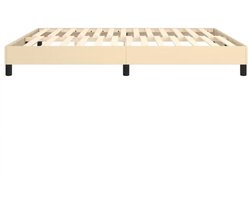 vidaXL - Boxspring - bed - stof - crèmekleurig - 160x200 - cm