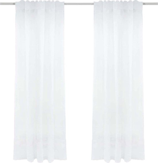 Voile Gordijnen 190 x 254 cm Doorschijnende, Lichte Zachte, Luchtig, Elegante, met Plooiband, Stijlvol Geschikt Modern Gordijn Voor Woonkamer Slaapkamer Keuken, Wit