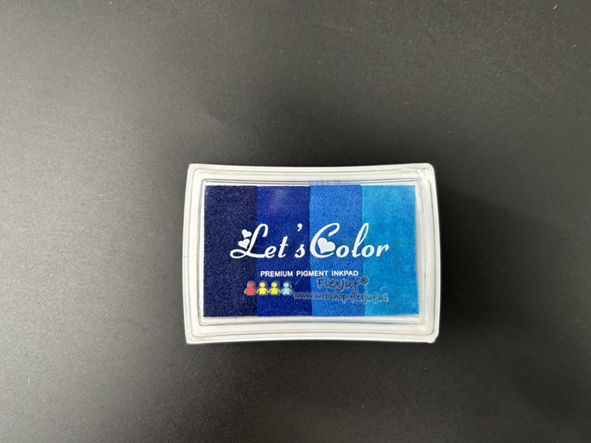 Regenboog inktpad/stempelkussen 4 kleuren 6 x 4 cm - blauw
