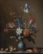 Diamond Painting Bloemen in een Wan-Li vaas en schelpen 40x50cm. (Volledige bedekking - Ronde steentjes) diamondpainting inclusief tools