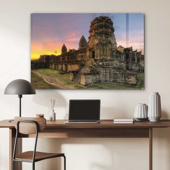Lever de soleil à Angkor Wat au Cambodge Plexiglas 90x60 cm - Tirage photo sur Glas (décoration murale en plexiglas)