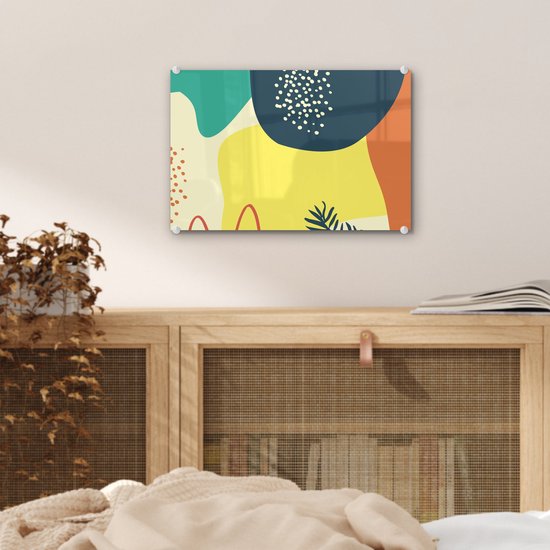 MuchoWow® Peinture sur Verre - Été - Formes - Abstrait - 30x20 cm - Peintures sur Verre Acrylique - Photo sur Glas