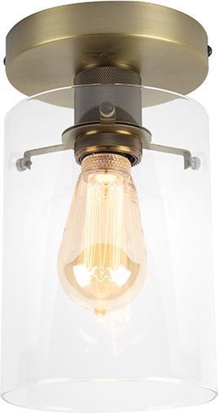 QAZQA dome - Moderne Plafondlamp - 1 lichts - Ø 150 mm - Brons - Woonkamer | Slaapkamer | Keuken