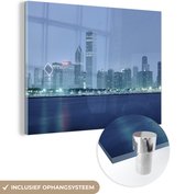 MuchoWow® Glasschilderij 160x120 cm - Schilderij acrylglas - Chicago - Skyline - Amerika - Foto op glas - Schilderijen