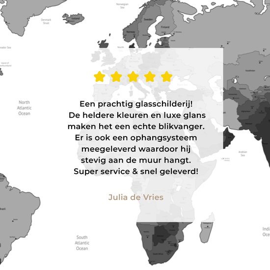 Peinture sur verre - Mappemonde rouge sur fond blanc - noir et blanc - 60x40 cm - Peintures Plexiglas