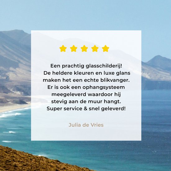 MuchoWow® Peinture sur verre - Vue depuis Degollada de Pecenescal sur la plage de Fuerteventura - 30x20 cm - Peintures sur verre acrylique - Photo sur Glas