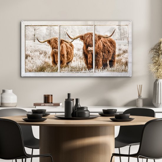 Peinture sur Verre - Highlander écossais - Vache - Voir à Travers - 80x40 cm - Peintures sur Verre Peintures - Photo sur Glas
