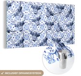 Peinture sur Verre - Vache - Bleu de Delft - Highlander écossais - 120x60 cm - Peintures sur Verre Peintures - Photo sur Glas