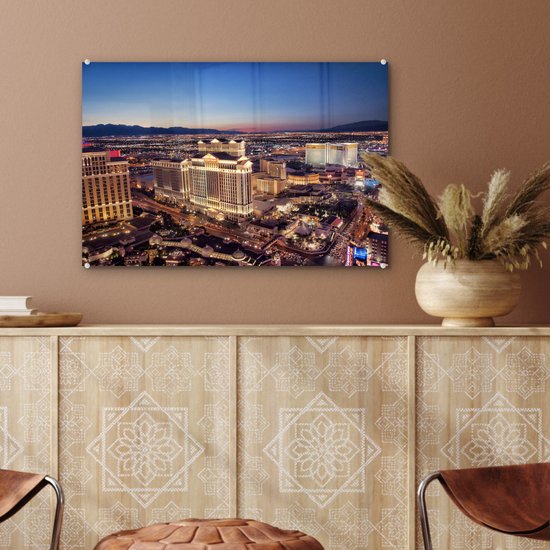 Night lights Las Vegas Glass 60x40 cm - Tirage photo sur verre (décoration murale en plexiglas)