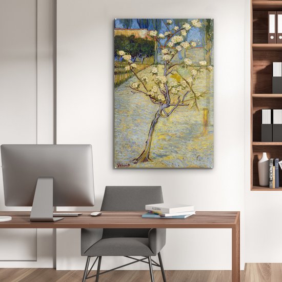 MuchoWow® Peinture sur verre 80x120 cm - Peinture sur verre acrylique - Poirier en fleur - Vincent van Gogh - Photo sur verre - Peintures