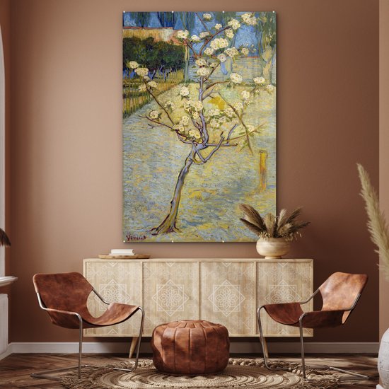 MuchoWow® Peinture sur verre 100x150 cm - Peinture sur verre acrylique - Poirier en fleur - Vincent van Gogh - Photo sur verre - Peintures