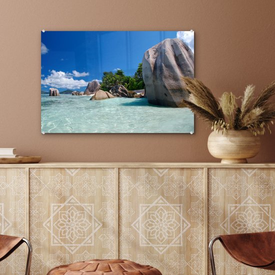 Peinture sur verre MuchoWow® - Rochers dans l'eau - 60x40 cm - Peintures sur verre acrylique - Photo sur Glas