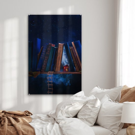 Peinture sur Verre - Maison Abandonnée Entre les Livres - 60x90 cm - Peintures sur Verre Peintures - Photo sur Glas