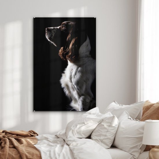 Peinture sur Verre - Épagneul Springer sur Fond Noir - 80x120 cm - Peintures sur Verre Peintures - Photo sur Glas