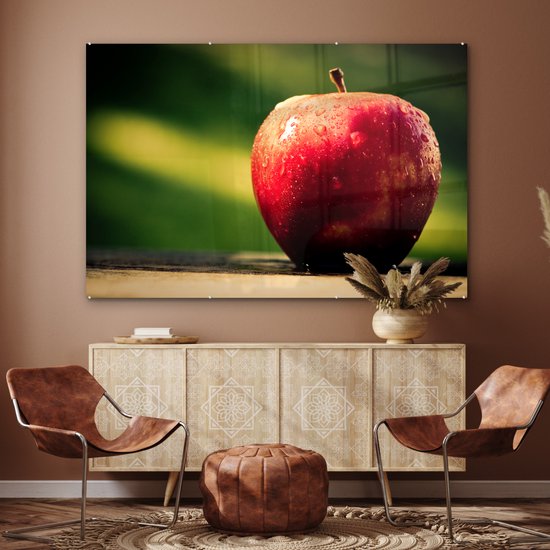 MuchoWow® Peinture sur verre 180x120 cm - Peinture sur verre - Fruits - Rouge - Pomme - Photo sur verre acrylique - Peintures