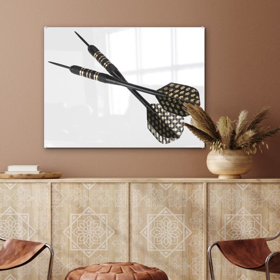 MuchoWow® Peinture sur verre 80x60 cm - Peinture sur verre acrylique - Deux fléchettes - Photo sur verre - Peintures
