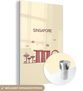 MuchoWow® Glasschilderij 60x90 cm - Schilderij acrylglas - Singapore - Skyline - Azië - Foto op glas - Schilderijen