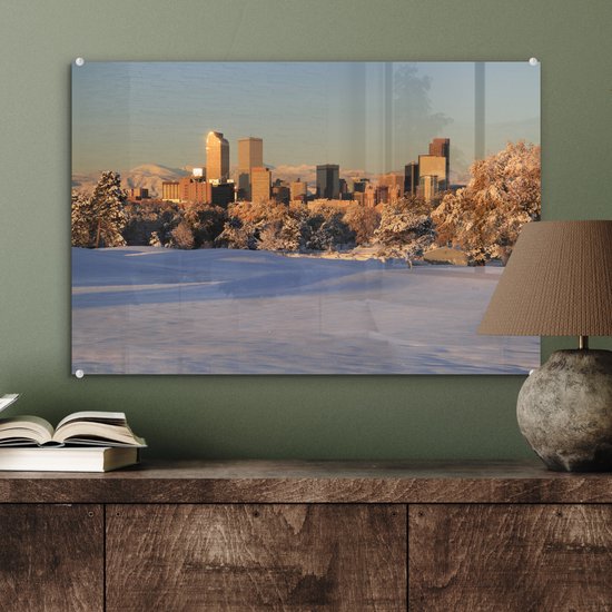 Un Denver enneigé aux États-Unis Plexiglas 60x40 cm - Tirage photo sur Glas (décoration murale en plexiglas)