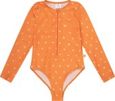 Swim Essentials UV Badpak Meisjes - Lange mouwen - Oranje Hartjes - Maat 98/104