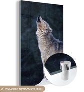 MuchoWow® Glasschilderij 60x90 cm - Schilderij acrylglas - Wolf - Sneeuw - Dier - Foto op glas - Schilderijen