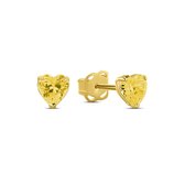 Silventi 9NBSAM-G230044 Clips d'oreilles en or avec pierre de zircone jaune - Coeur - 4 mm - 14 carats - Or