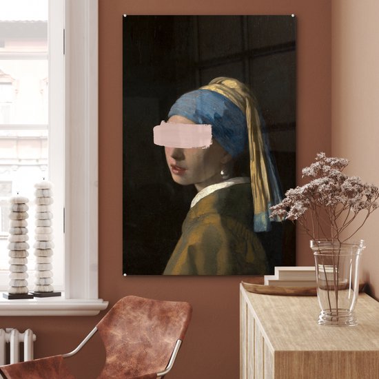 MuchoWow® Peinture sur Verre - Fille à la Perle - Johannes Vermeer - Pastel - 60x90 cm - Peintures sur Verre Acrylique - Photo sur Glas