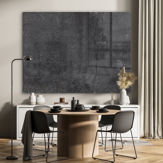 MuchoWow® Peinture sur verre 160x120 cm - Peinture sur verre acrylique - Béton - Zwart - Grijs - Rustique - Industriel - Photo sur verre - Peintures