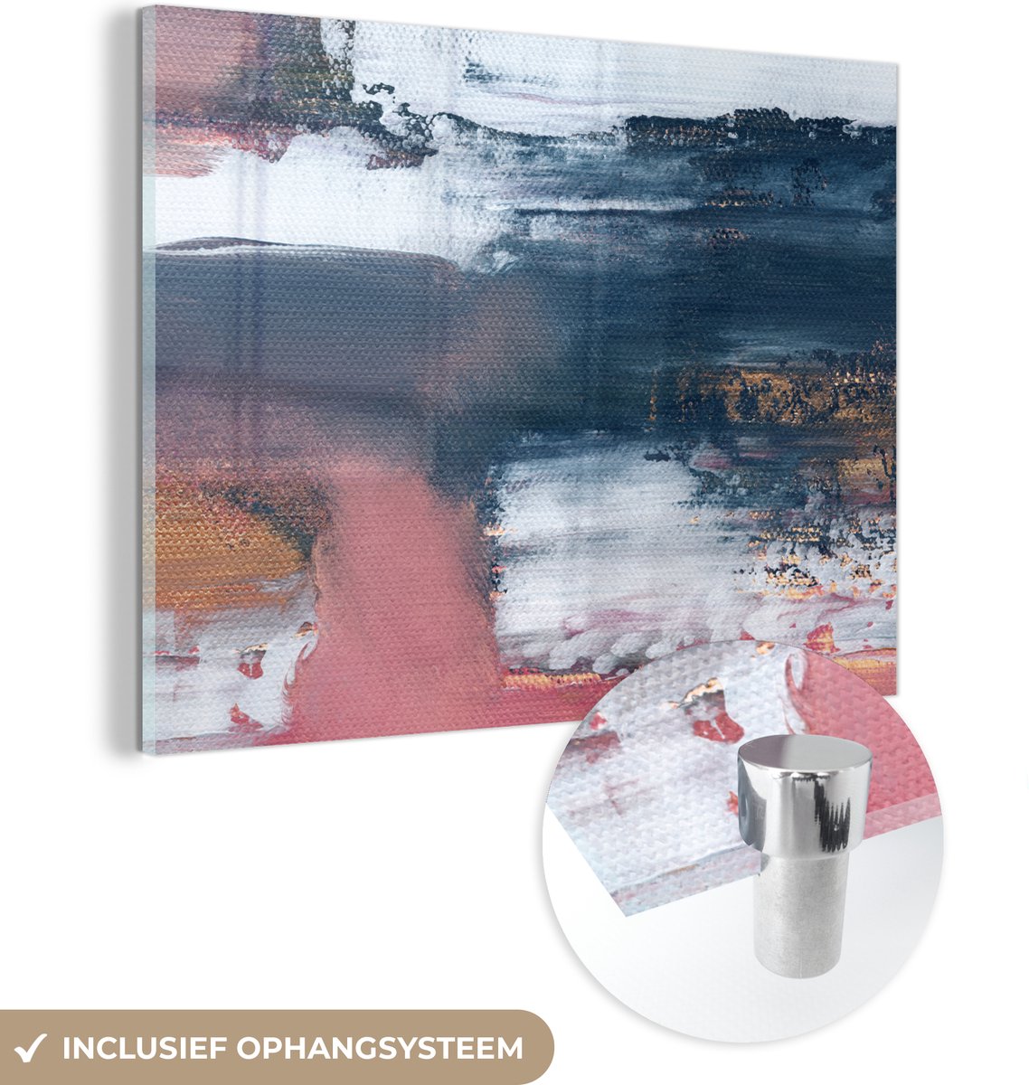 MuchoWow® Glasschilderij 40x30 cm - Schilderij acrylglas - Abstract - Verf - Design - Foto op glas - Schilderijen