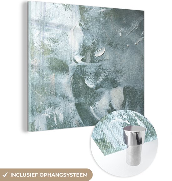 MuchoWow® Glasschilderij 20x20 cm - Schilderij acrylglas - Acrylverf - Structuren - Abstract - Foto op glas - Schilderijen