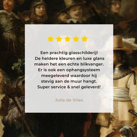 MuchoWow® Peinture sur Verre - La Nachtwacht - Art - Maîtres Anciens - Rembrandt - 60x40 cm - Peintures sur Verre Acrylique - Photo sur Glas