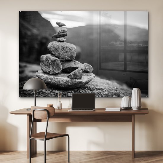 MuchoWow® Peinture sur verre 180x120 cm - Peinture sur verre - Pierres d'équilibrage en Norvège - Photo sur verre acrylique - Peintures