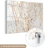 MuchoWow® Glasschilderij 30x20 cm - Schilderij acrylglas - Natuur - Takken - Bloemen - Foto op glas - Schilderijen