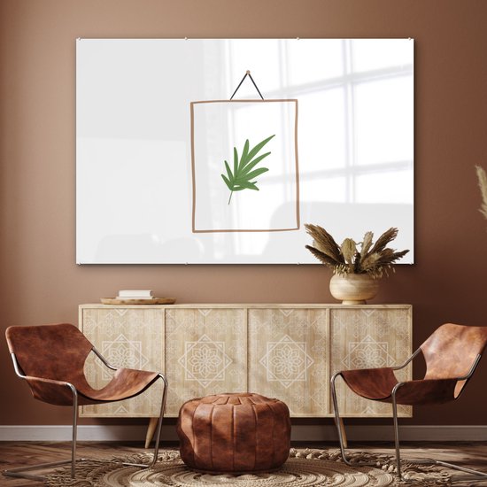 Peinture sur Verre - Plante - Cadre - Wit - Abstrait - 150x100 cm - Peintures sur Verre Peintures - Photo sur Glas