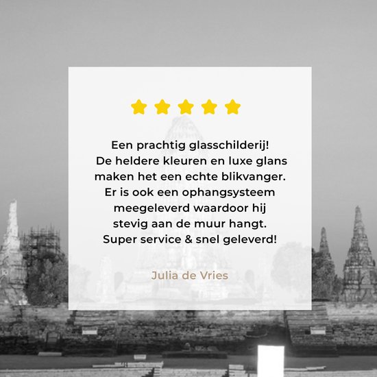 MuchoWow® Peinture sur verre 90x90 cm - Peinture sur verre - Tours Wat Chaiwatthanaram, Thaïlande - Zwart- Wit - Photo sur verre acrylique - Peintures