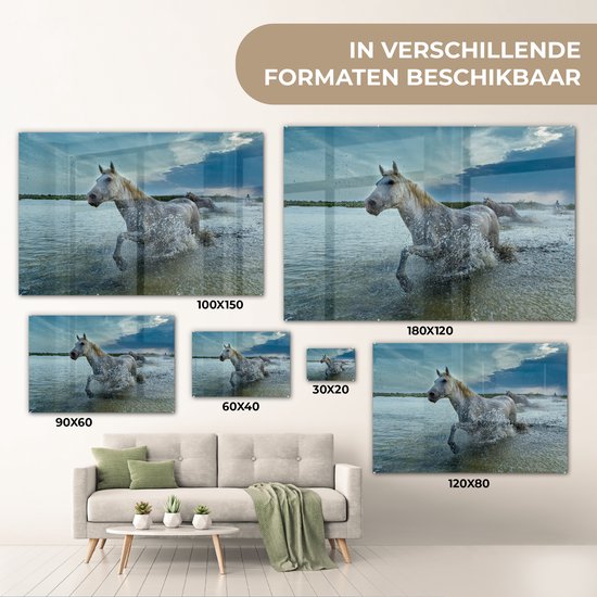 MuchoWow® Peinture sur verre 150x100 cm - Peinture sur verre acrylique - Cheval - Water - Goutte - Photo sur verre - Peintures