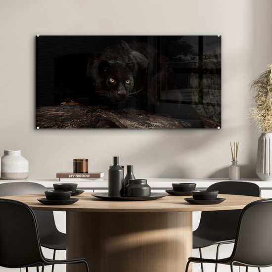 Peinture sur Verre - Panthère - Forêt - Yeux - 80x40 cm - Peintures sur Verre Peintures - Photo sur Glas