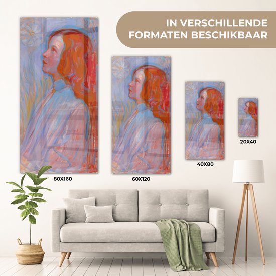 MuchoWow® Tableau en verre 60x120 cm - Peinture sur verre acrylique - Dévotion - Piet Mondriaan - Photo sur verre - Peintures