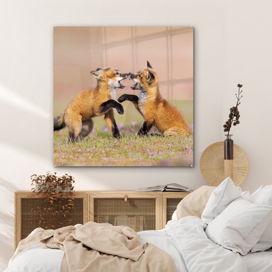 Peinture sur Verre - Vossen - Fleurs - Portrait - 90x90 cm - Peintures sur Verre Peintures - Photo sur Glas