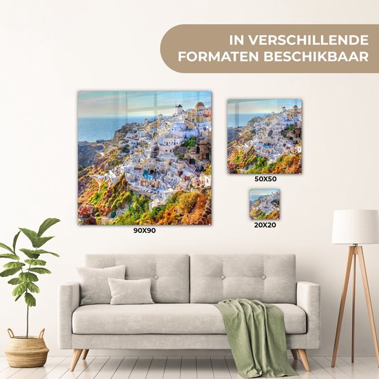 Peinture sur Verre - Montagnes de Santorin Grèce - 50x50 cm - Peintures sur Verre Peintures - Photo sur Glas