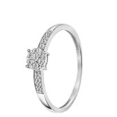 Lucardi - Diamond Luxury - 14 Karaat witgouden ring entourage met diamant