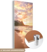 MuchoWow® Glasschilderij 20x40 cm - Schilderij acrylglas - Kauai zonsondergang - Foto op glas - Schilderijen