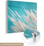 MuchoWow® Peinture sur verre 90x90 cm - Peinture sur verre - Herbe de la pampa - Plante - Plante - Photo sur verre acrylique - Peintures