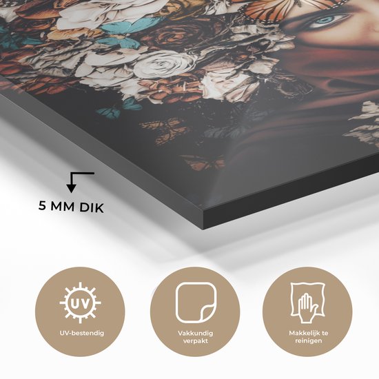 Peinture sur Verre - Fleurs - Papillon - Femmes - Foulard - 120x160 cm - Peintures sur Verre Peintures - Photo sur Glas