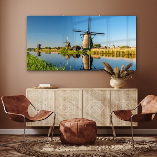 Peinture sur Verre - Moulin à Vent - Printemps - Pays- Nederland - 160x80 cm - Peintures sur Verre Peintures - Photo sur Glas