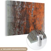 MuchoWow® Peinture sur verre 90x60 cm - Peinture sur verre acrylique - Rouille - Mur - Grijs - Photo sur verre - Peintures