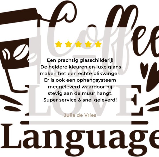 MuchoWow® Peinture sur verre 60x90 cm - Peinture sur verre acrylique - Café - Citation - Amour - Photo sur verre - Peintures