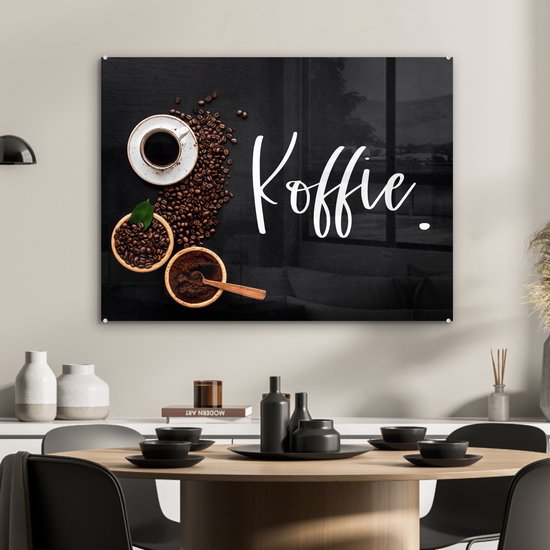 MuchoWow® Peinture sur verre 80x60 cm - Peinture sur verre acrylique - Dictons - Café - Citations - Photo sur verre - Peintures