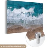MuchoWow® Glasschilderij 30x20 cm - Schilderij acrylglas - Strand - Zee - Water - Blauw - Foto op glas - Schilderijen