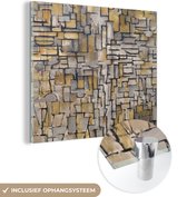 MuchoWow® Glasschilderij 90x90 cm - Schilderij acrylglas - Mondriaan - Kunst - Oude meesters - Foto op glas - Schilderijen