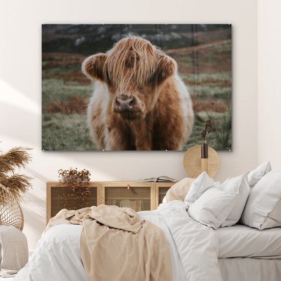 MuchoWow® Peinture sur verre - Vache - Cheveux - Animaux - 180x120 cm - Peintures sur verre acrylique - Photo sur Glas